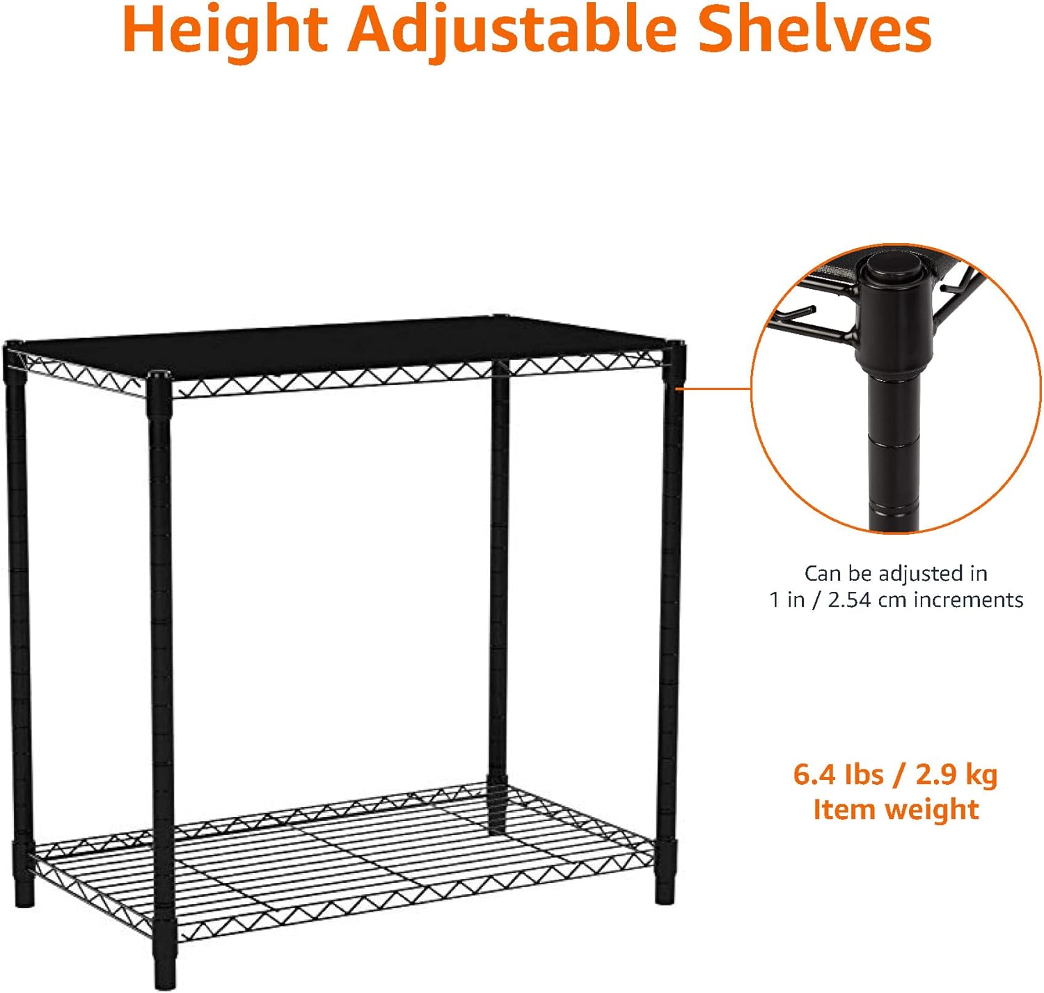 Amazon Basics 4-Shelf Steel Wire Storage Rack, Adjustable, Sturdy, Easy Assembly, 13.4 D x 23.2 W x 48 H in, Black