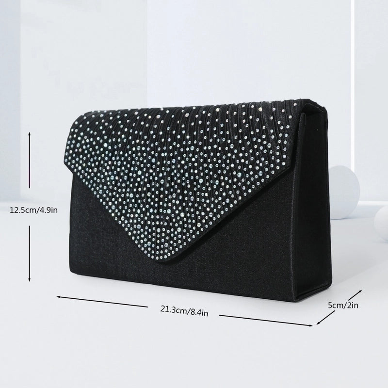 Women's Black Evening Bag Fashion Clutch High-end Banquet Party Banquet Hot Rhinestone Evening Bag Bridesmaid Bag
