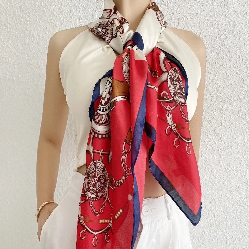 Spring Artificial Silk Women's Satin Scarf Printed All-matching Scarf 90 Large Kerchief Mother's Day Gift