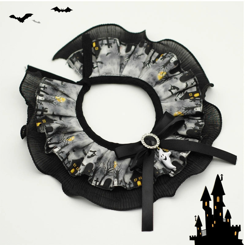 Casual Cotton Polyester Halloween Skull Pet Collar