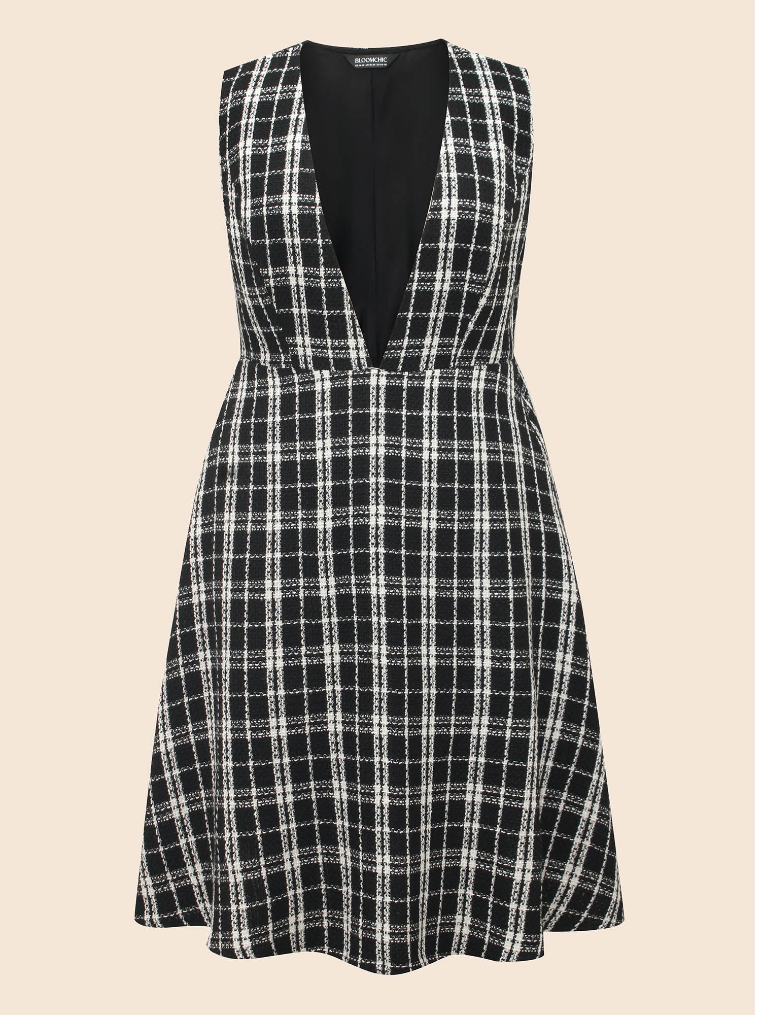 Tweed Elastic Waist Overall Dress