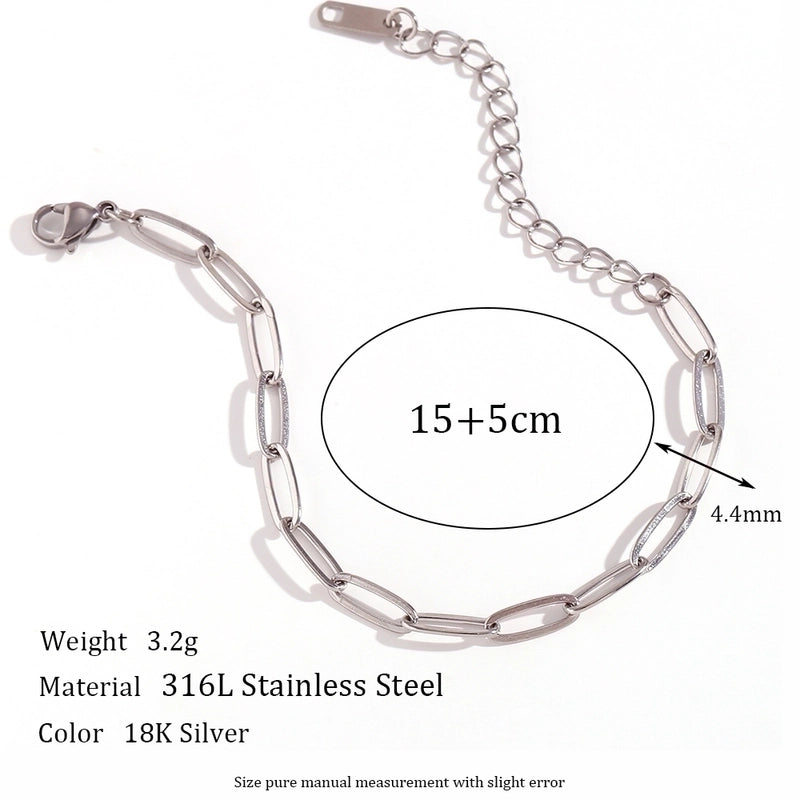 Minimalist Classic Style Oval 304 Stainless Steel Bracelets In Bulk