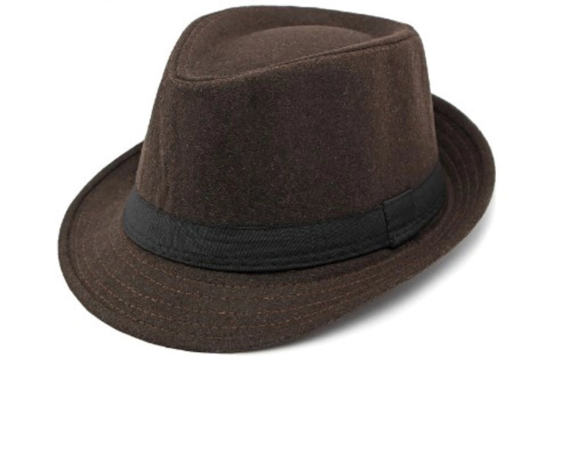 Men's Basic Minimalist Solid Color Wide Eaves Fedora Hat