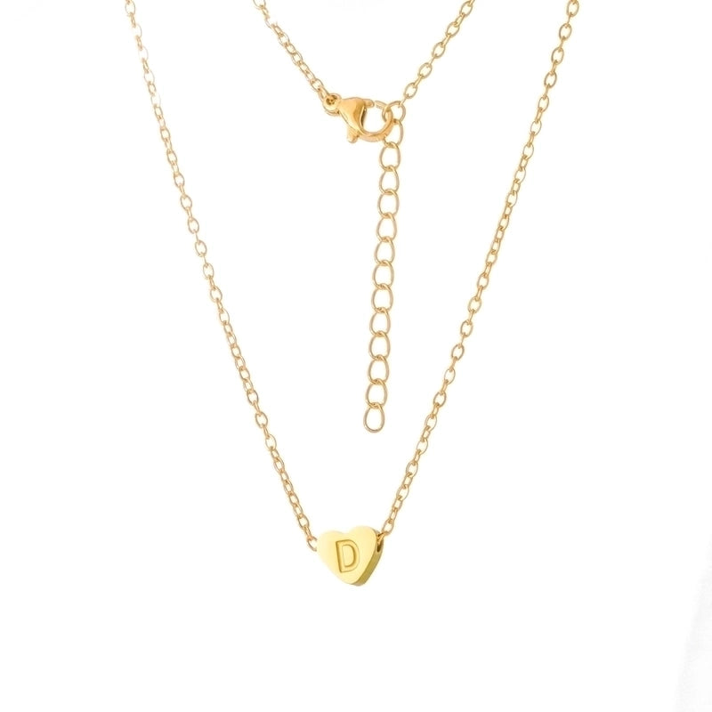 Stainless Steel Titanium Steel 18K Gold Plated Minimalist Letter Heart Shape None Pendant Necklace