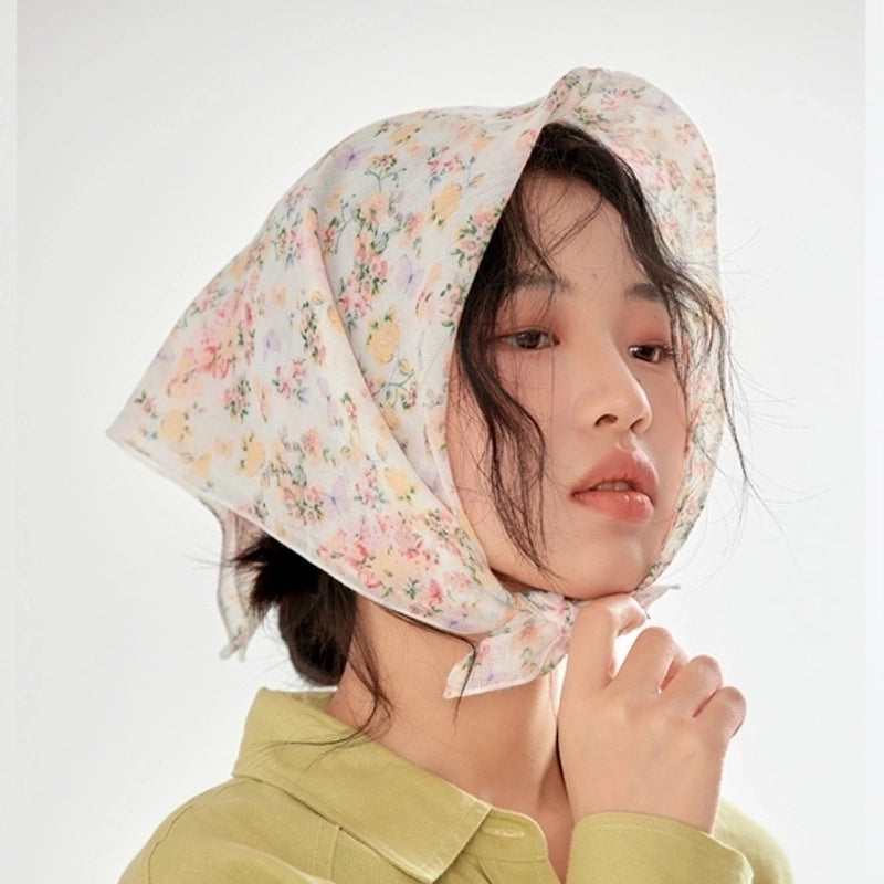 Women's Elegant Sweet Pastoral Printing Cotton Blend Printing Silk Scarf