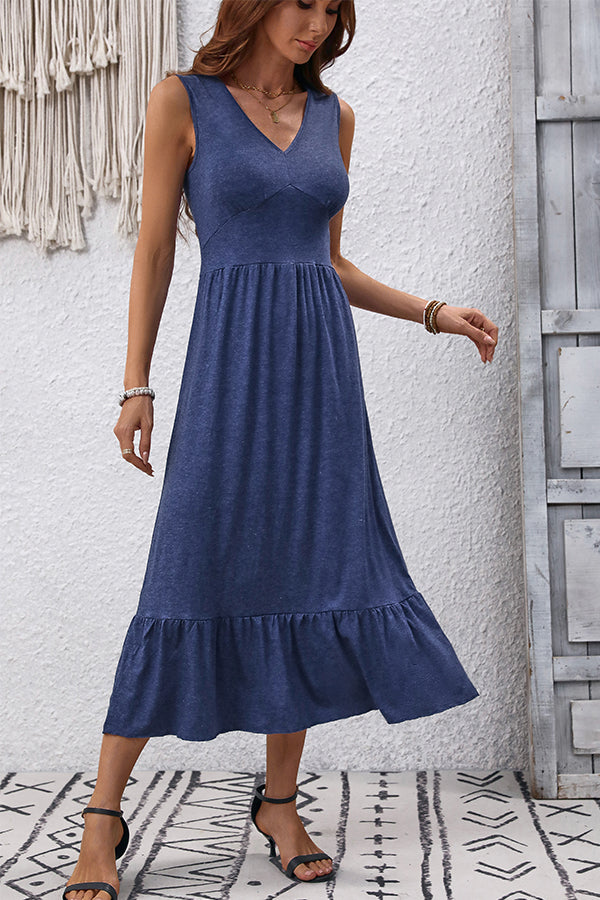 Fashion V Neck Solid Casual Dress