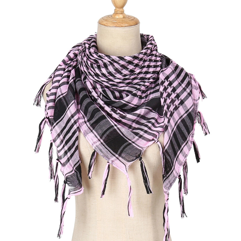 Unisex Classic Style Lattice Polyester Scarf Kerchief