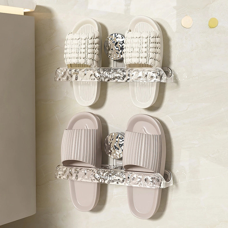 Glacier Pattern Bathroom Sucker Slipper Rack Toilet Non-perforated Wall-mounted Shoes Storage Rack Rack For Toilet