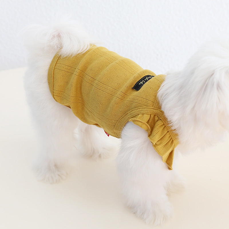 Breathable Cotton Ruffled Sleeves Dog Cat Vest