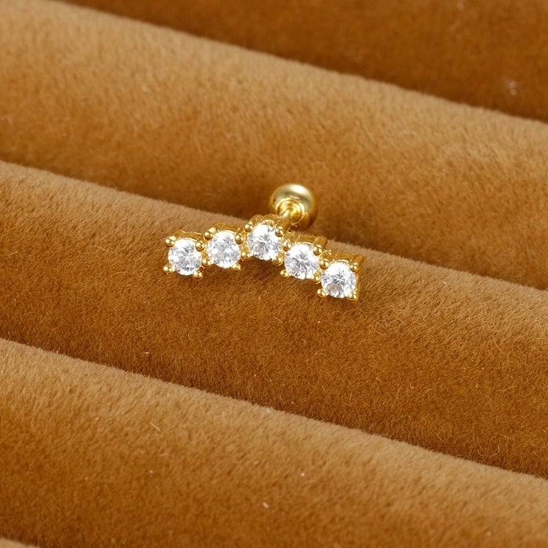 1 Piece Minimalist Geometric Plating Inlay Stainless Steel Zircon Cartilage Earrings