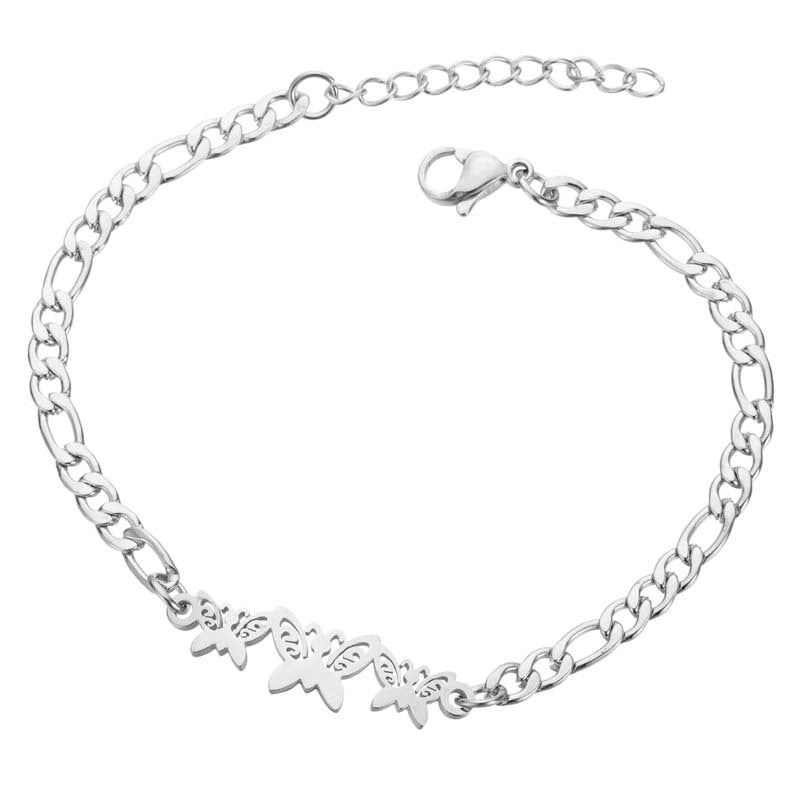 Women's Fashion Heart Butterfly Elephant Stainless Steel No Inlaid Bracelets Plating Stainless Steel Bracelets
