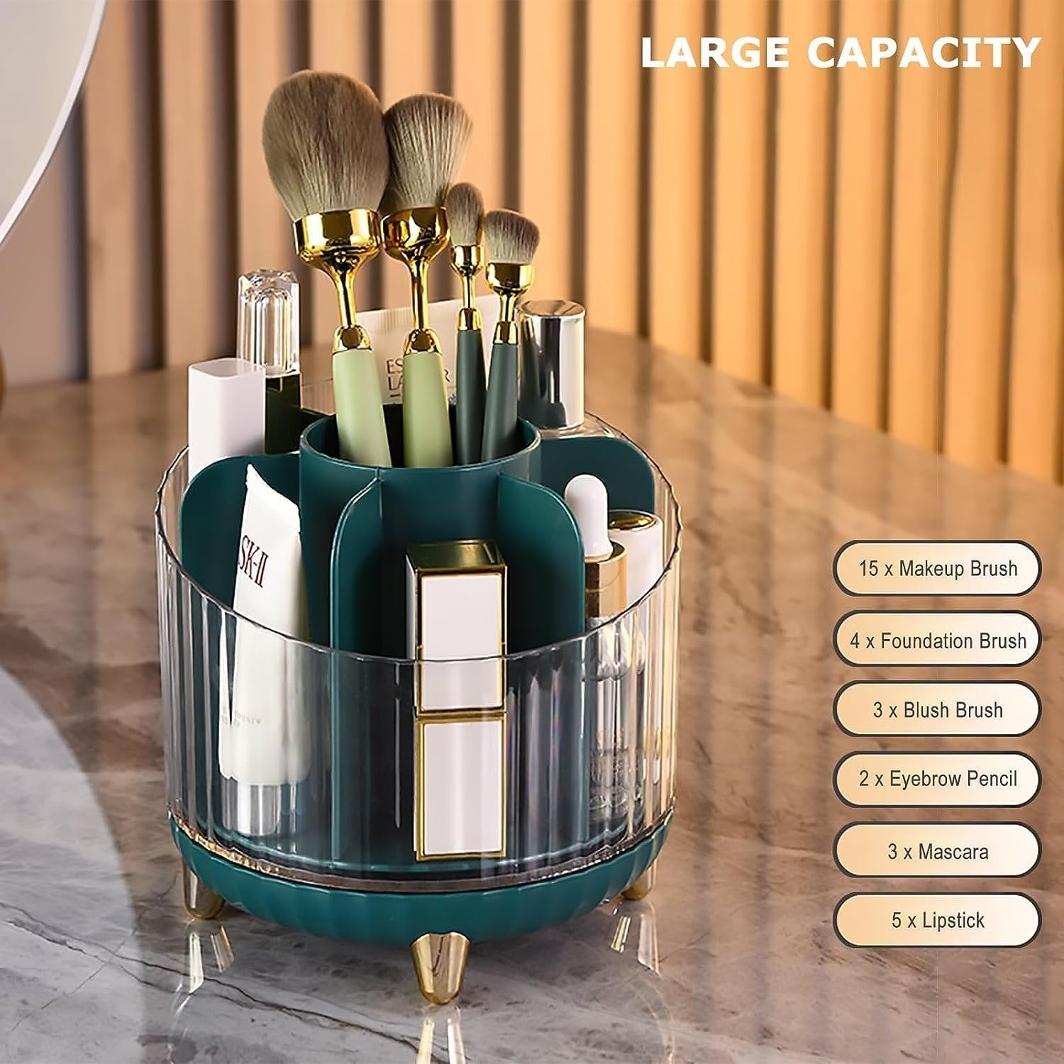 Rotating Makeup Brush Holder Cosmetic Storage Box Desktop Makeup Brushes Organizer