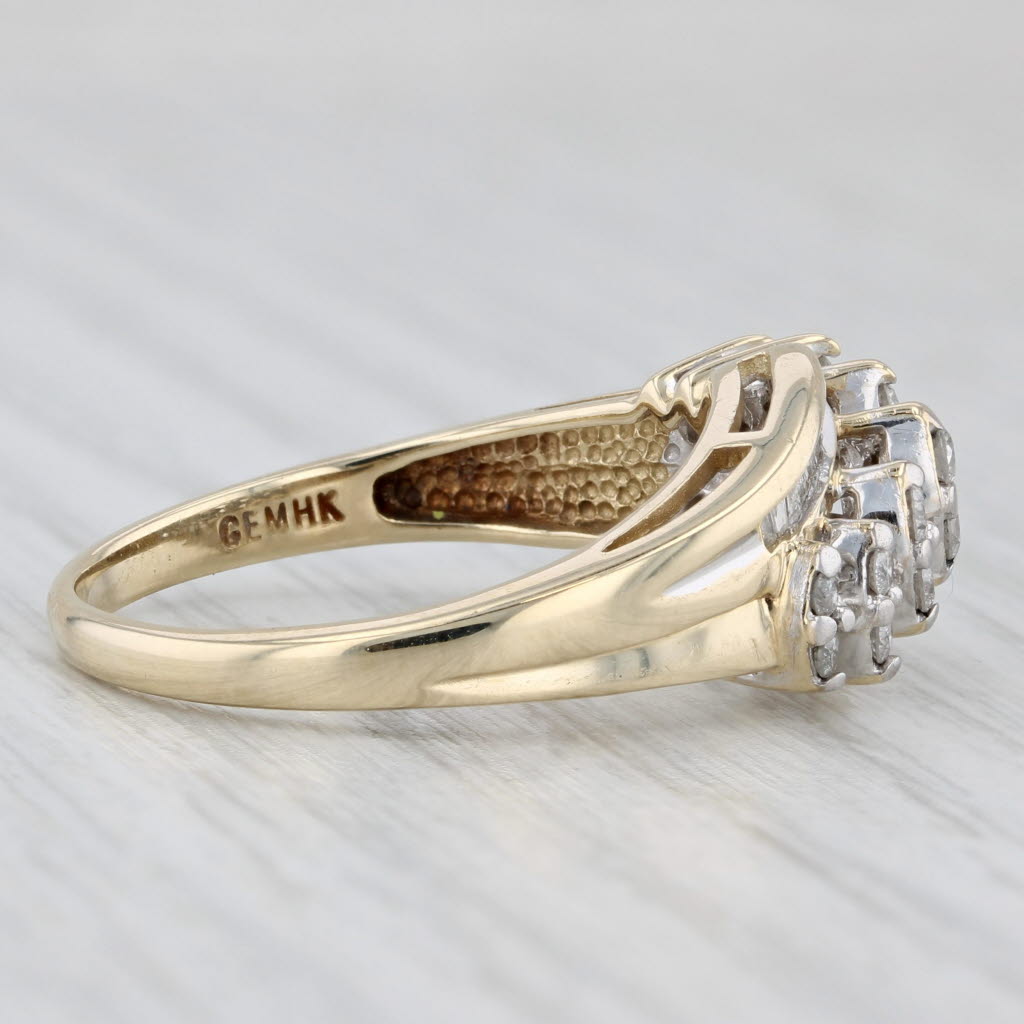 0.50ctw Tiered Diamond Bypass Ring 10k Yellow Gold Size 9
