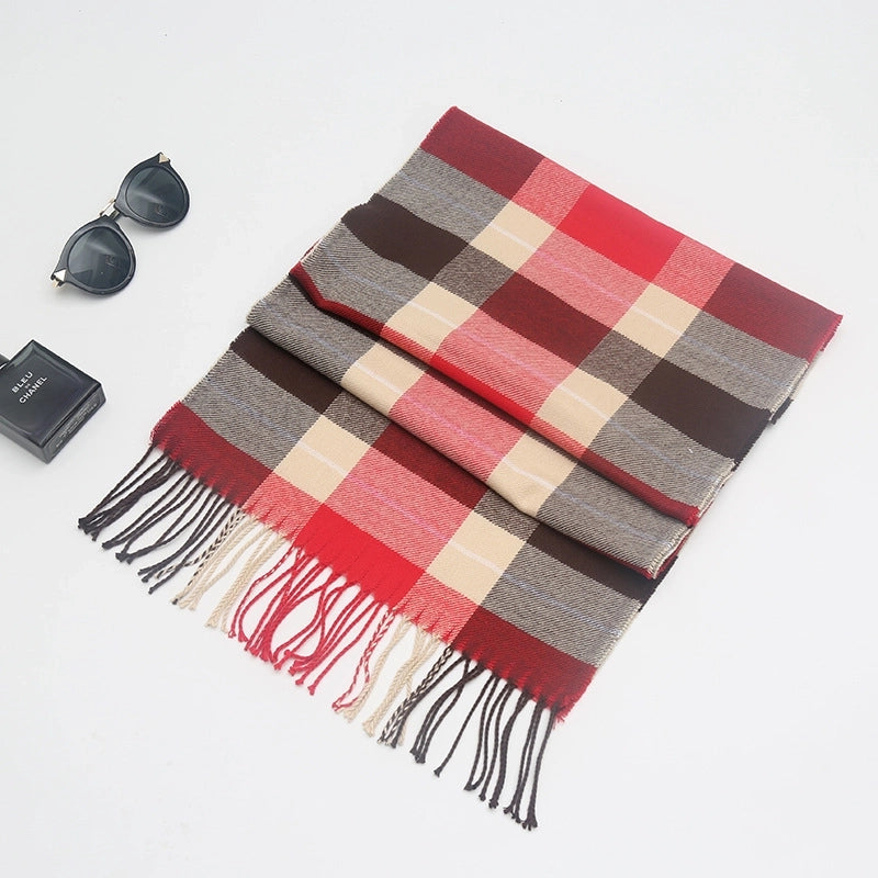 New Couple Plaid Scarf Parent-child Scarf Autumn And Winter Men's And Women's New Cashmere Plaid Color Matching Shawl