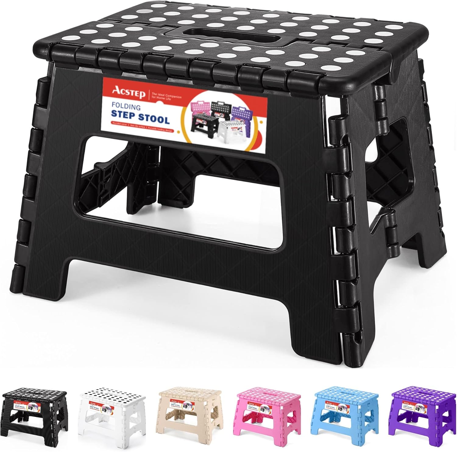 Folding Step Stool 9'' Tall Kids Step Stool Holds Up to 300 lb