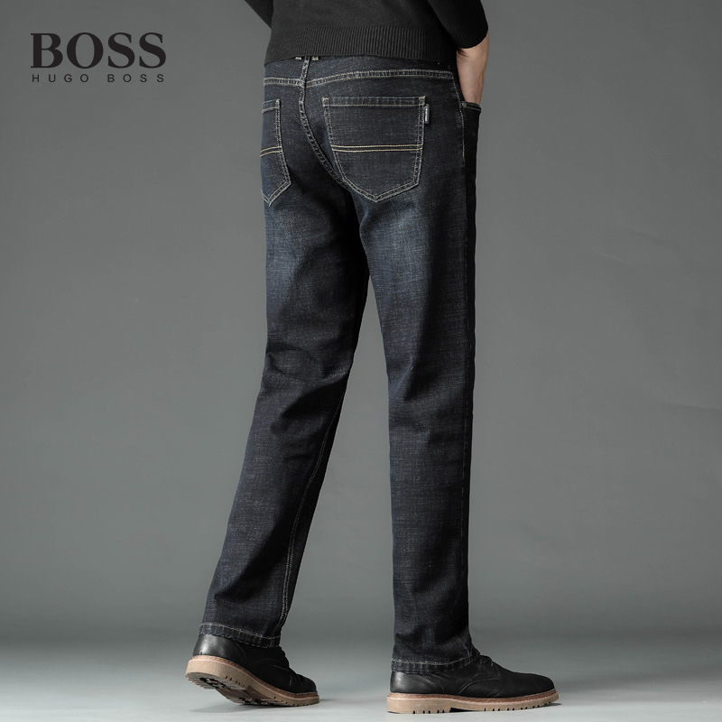 BOSS Men-s autumn and winter loose high-waisted straight jeans