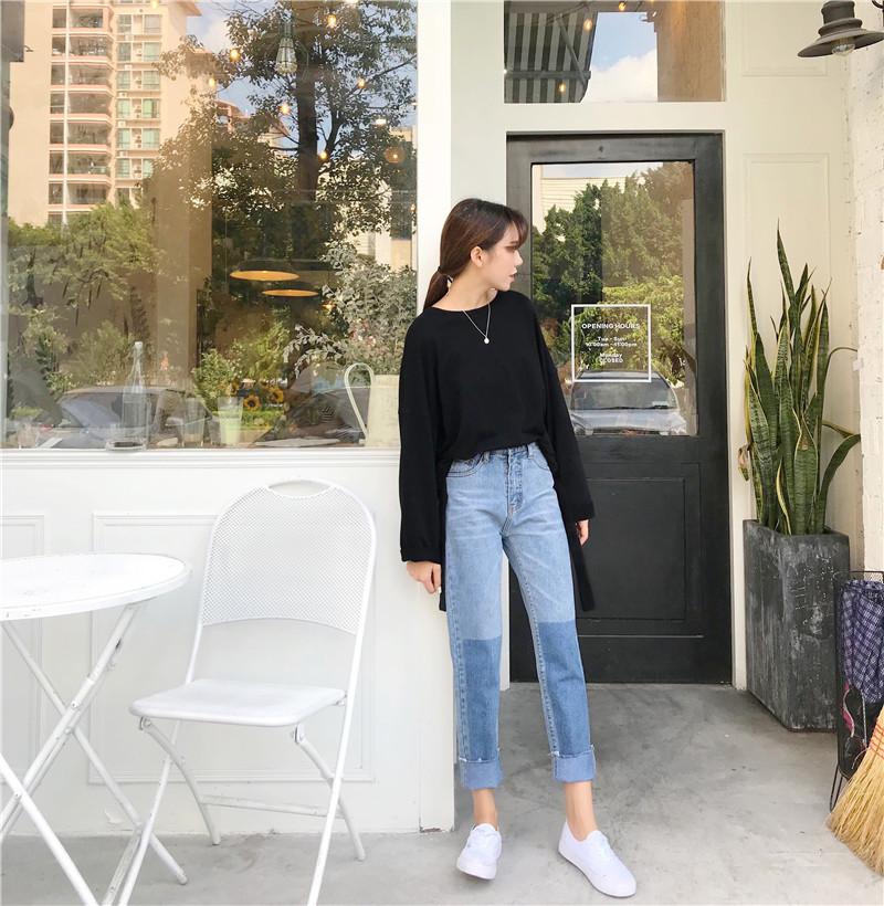 Two Tone Slim Straight Jeans
