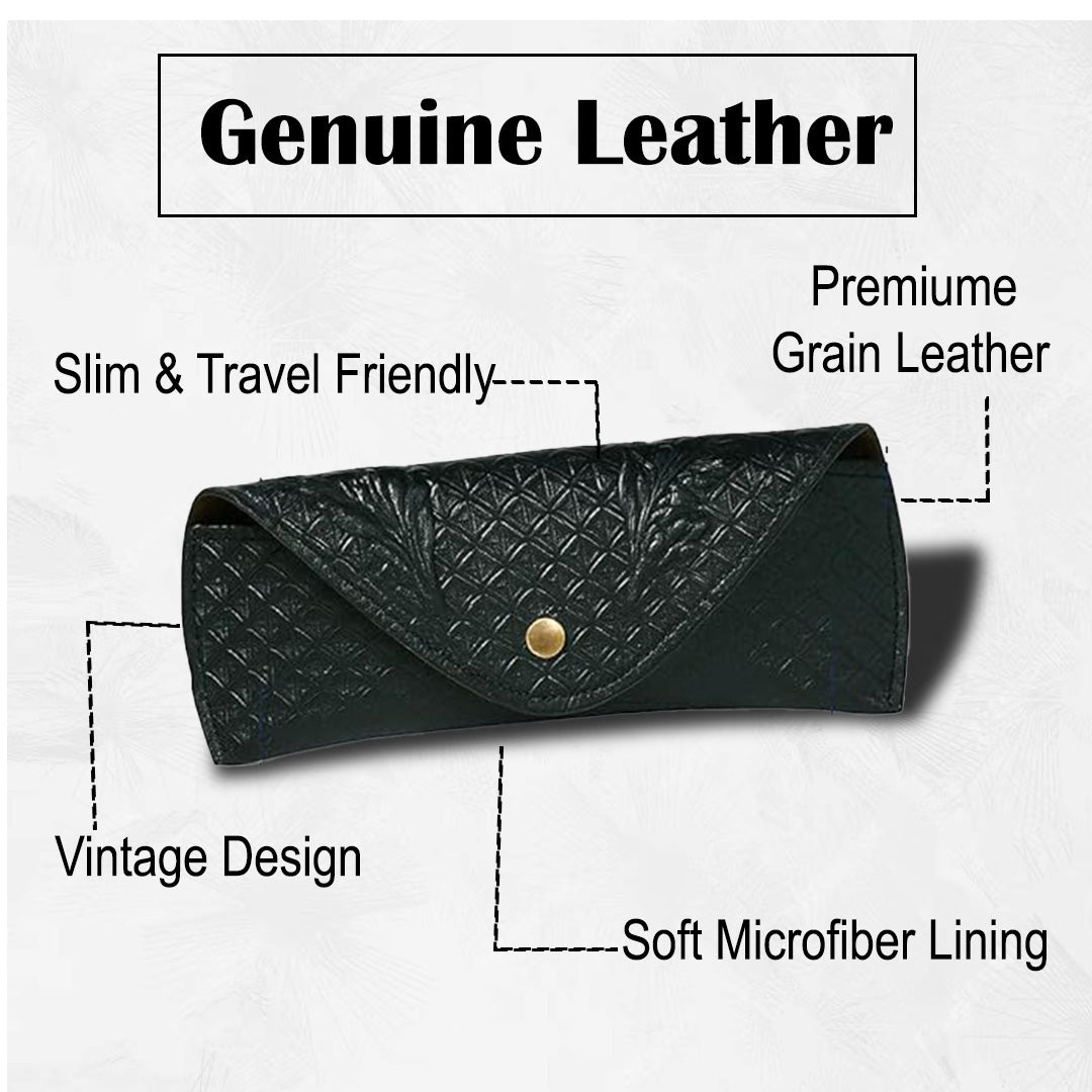 Black Textured Leather Sunglasses Cover