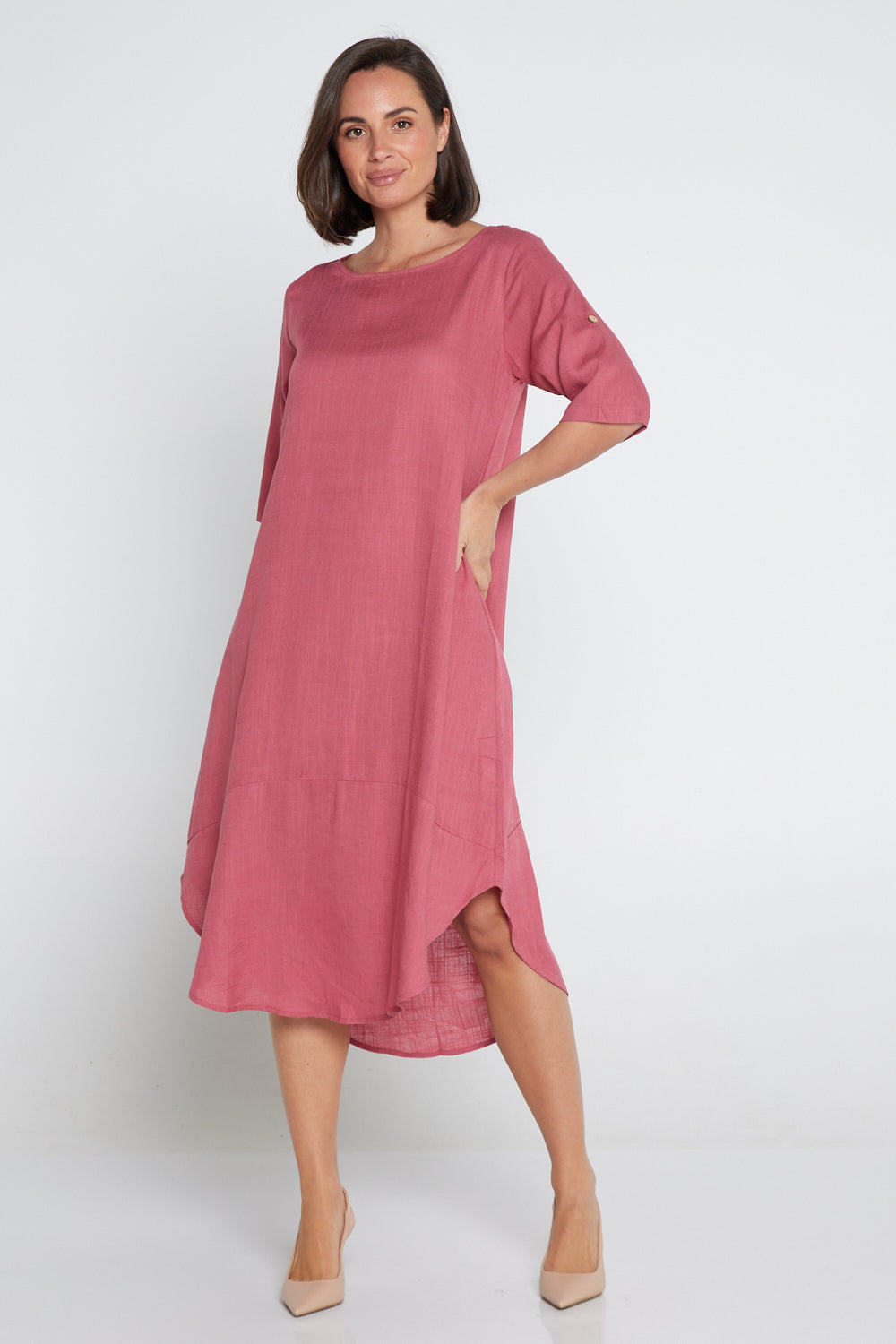 Liorra Linen Dress - Rose