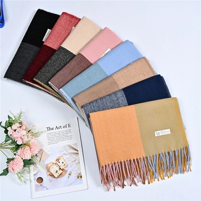 Women'S Fashion Plaid Imitation Cashmere Tassel Scarf