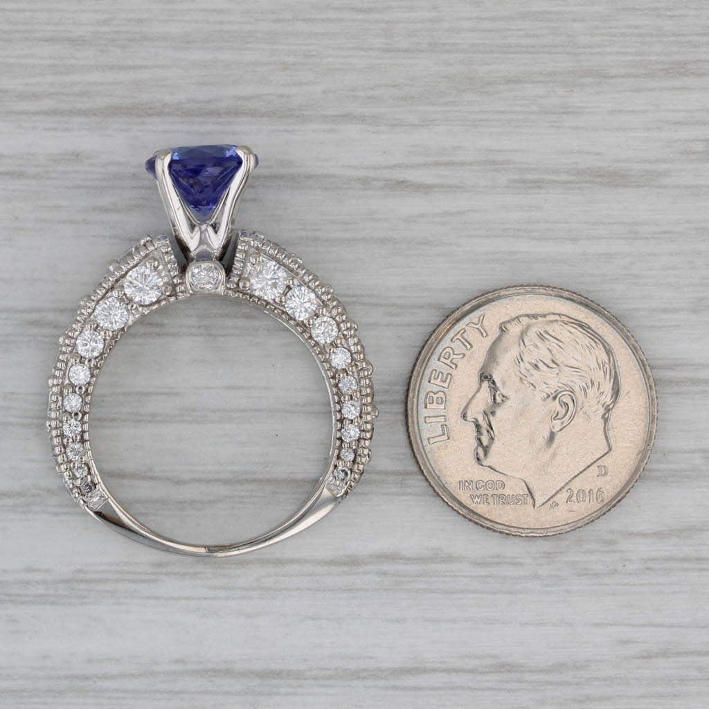 3cw Tanzanite Diamond Ring 14k White Gold Size 6.5 Engagement
