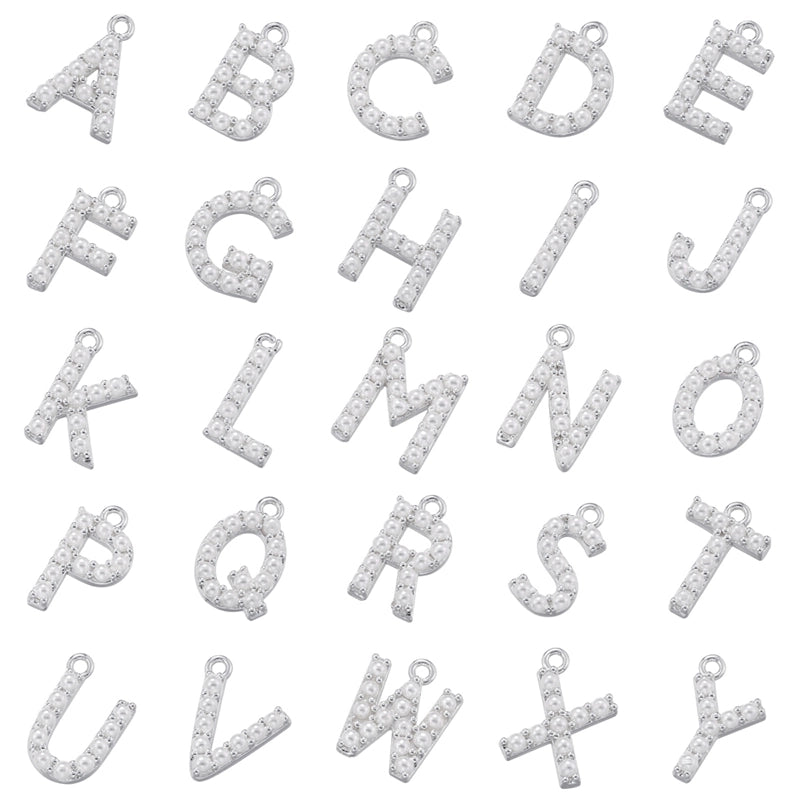 Casual Elegant Minimalist Letter Copper Plating Inlay Artificial Pearls 18k Gold Plated Charms