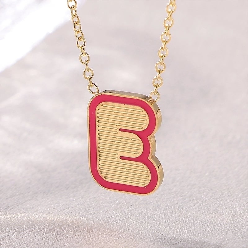 Sweet Minimalist Artistic Letter Stainless Steel Enamel Plating Pendant Necklace