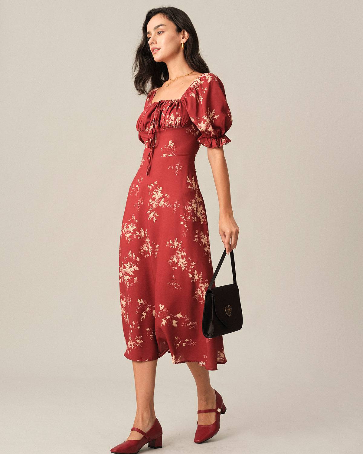 The Square Neck Floral Midi Dress