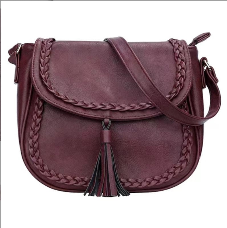 Women's Pu Leather Solid Color Classic Style Shell Zipper Shoulder Bag Saddle Bag