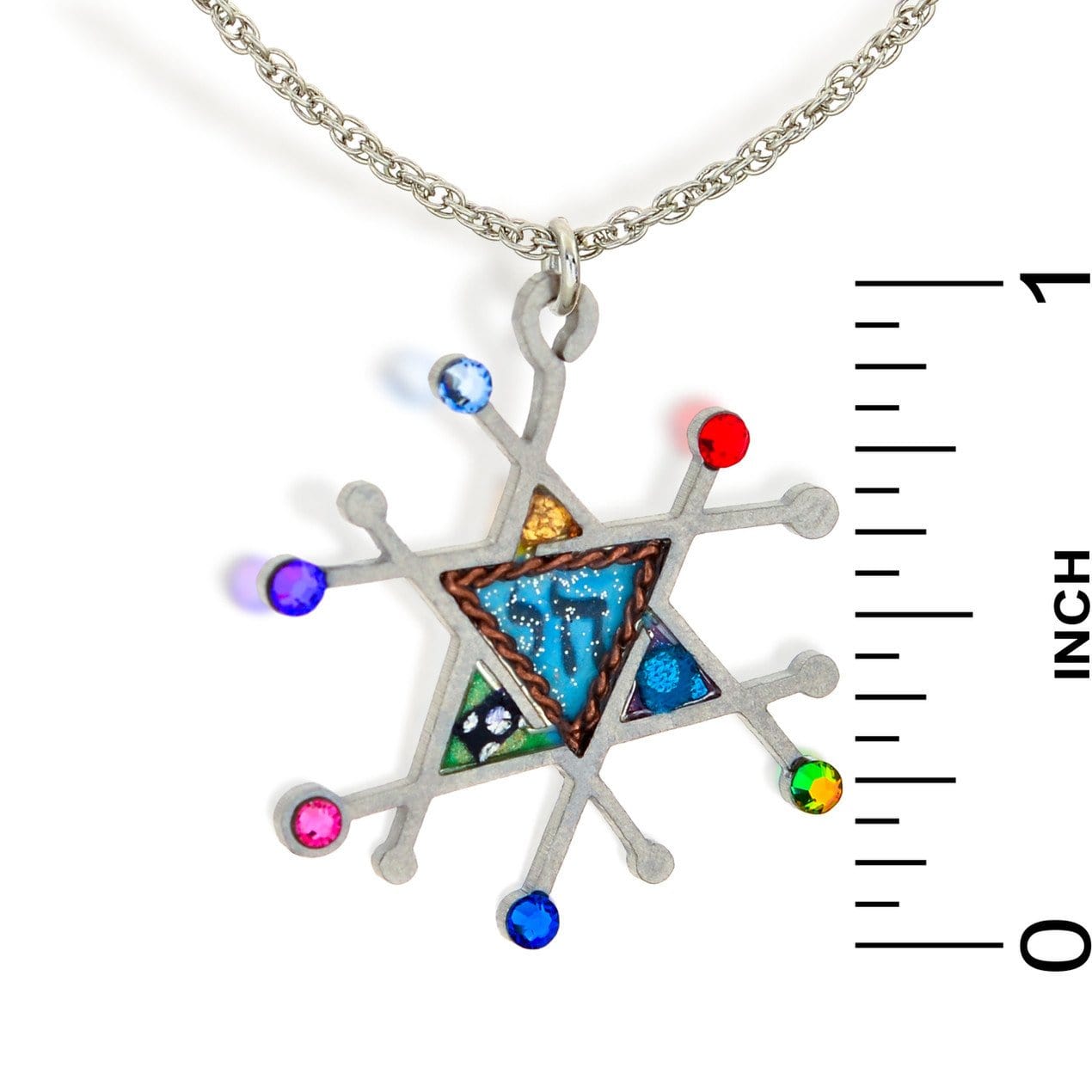 Full of Life Seeka Modern Judaic Star & Chai Necklace