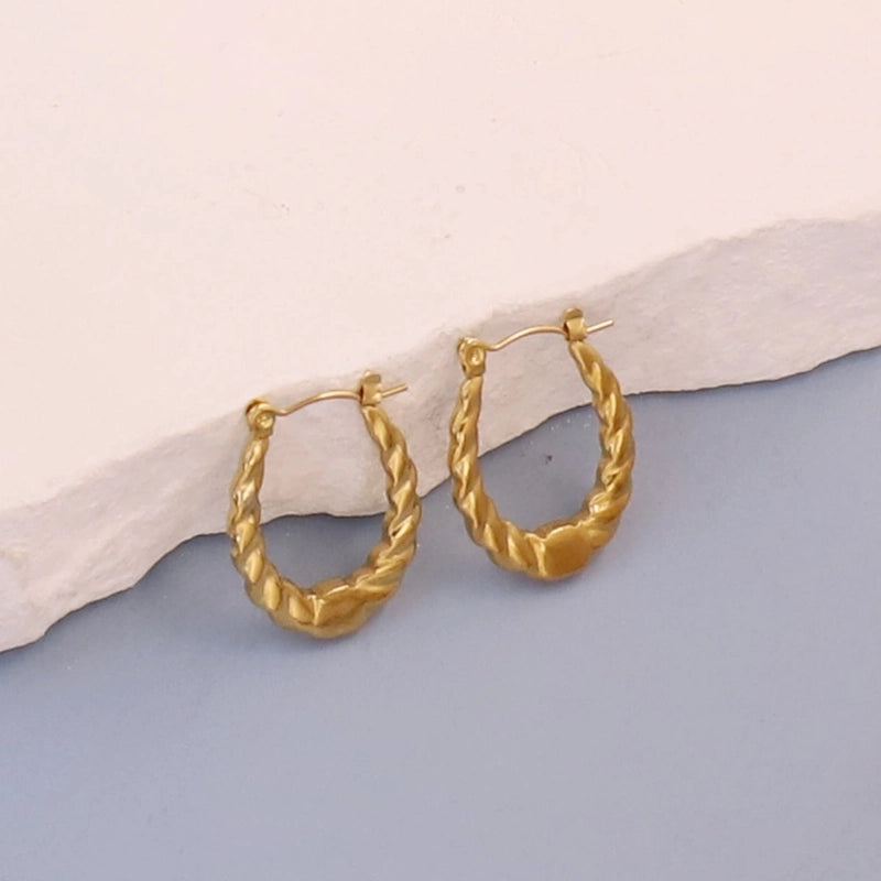 1 Pair Minimalist Pentagram Round Solid Color Plating 304 Stainless Steel 18K Gold Plated Earrings