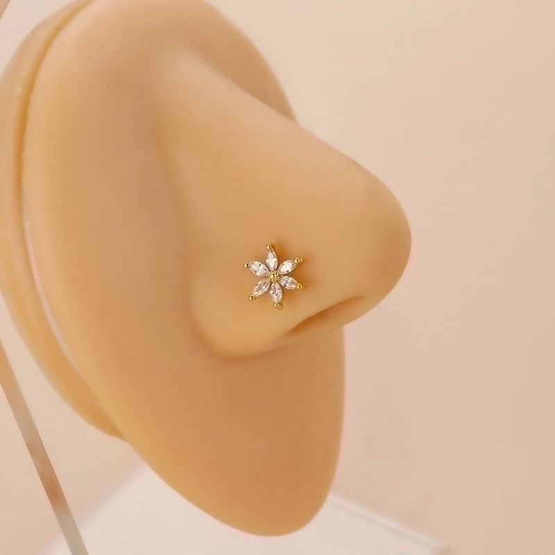 1 Piece Nose Rings & Studs Fashion Clouds Heart Shape Flower 316L Stainless Steel  Copper Plating Zircon