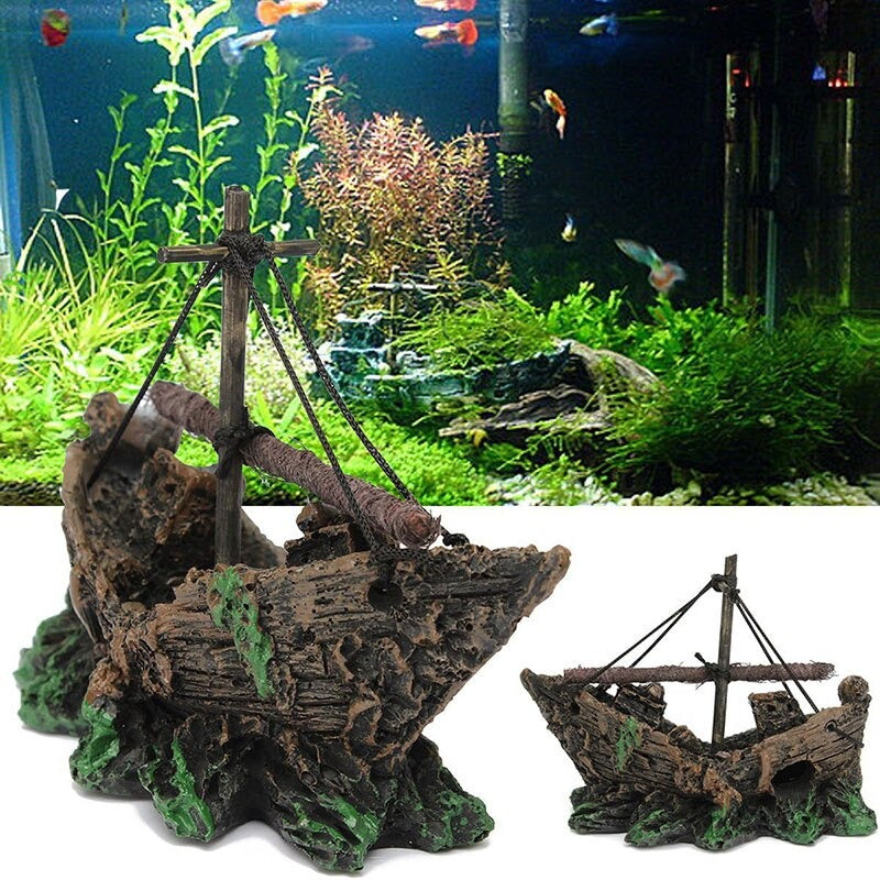 Wreck Sailing Boat Ornament For Aquarium