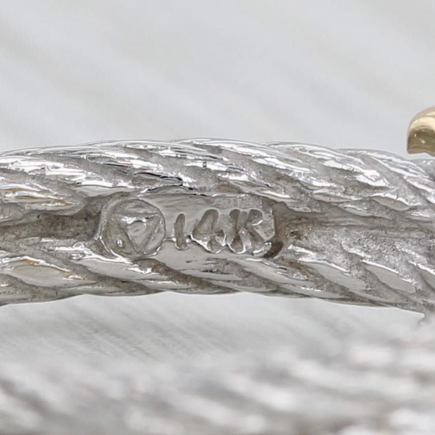0.17ct Round Diamond Solitaire Cable Ring 14k Yellow White Gold Sz 6 Engagement