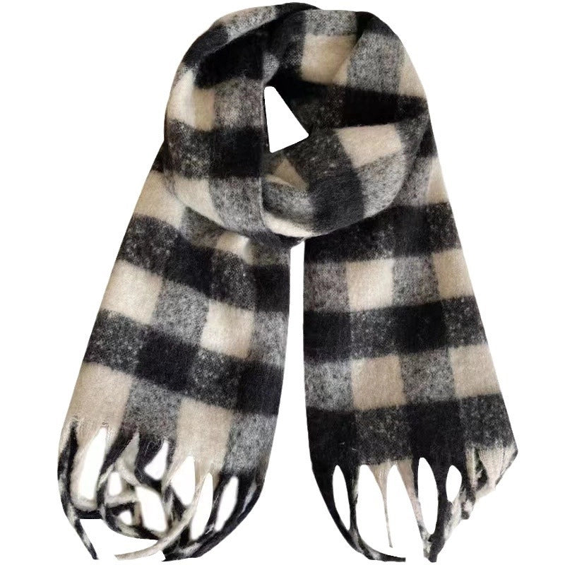 Women's Lady Minimalist Lattice Imitation Cashmere Scarf