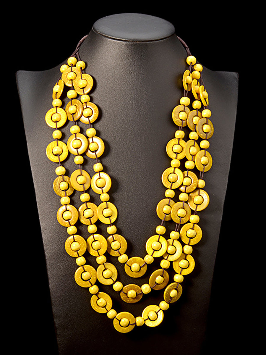 Bohemia Wooden Bead Weave Multilayer Necklace