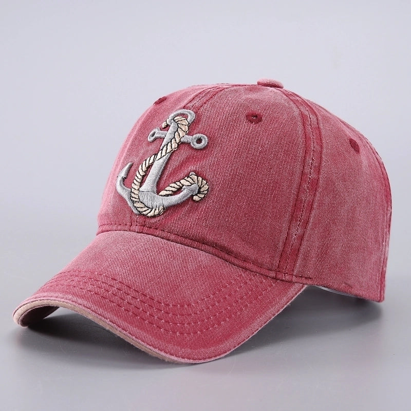 Unisex Hip-hop Retro Streetwear Anchor Embroidery Curved Eaves Baseball Cap