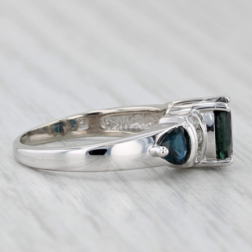 1.69ctw Oval Blue Sapphire Diamond Ring 14k White Gold Size 6