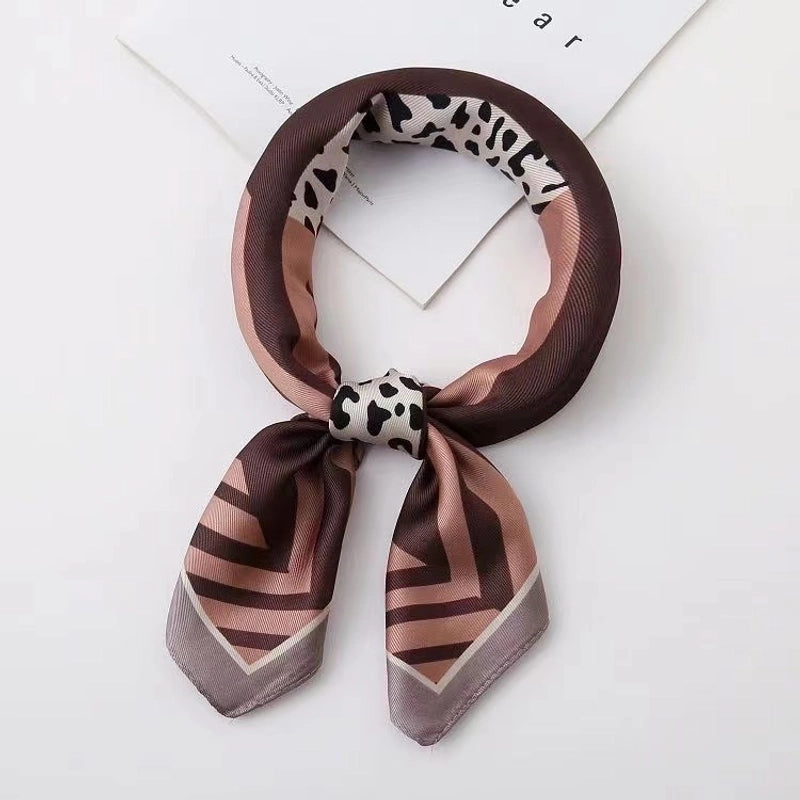 Women's Minimalist Leopard Satin Printing Silk Scarves
