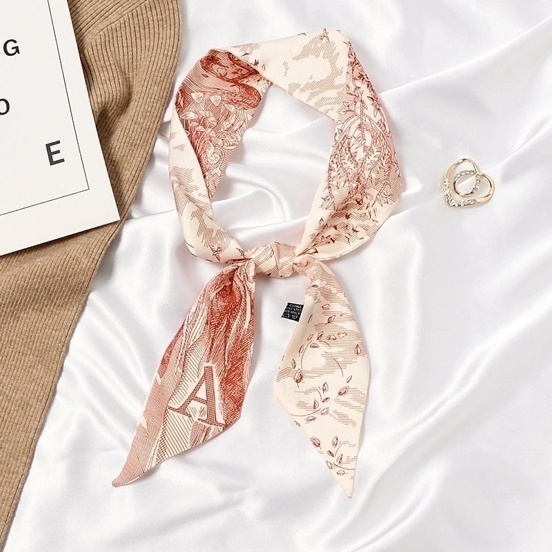 Women's Sweet Color Block Satin Printing Silk Scarf