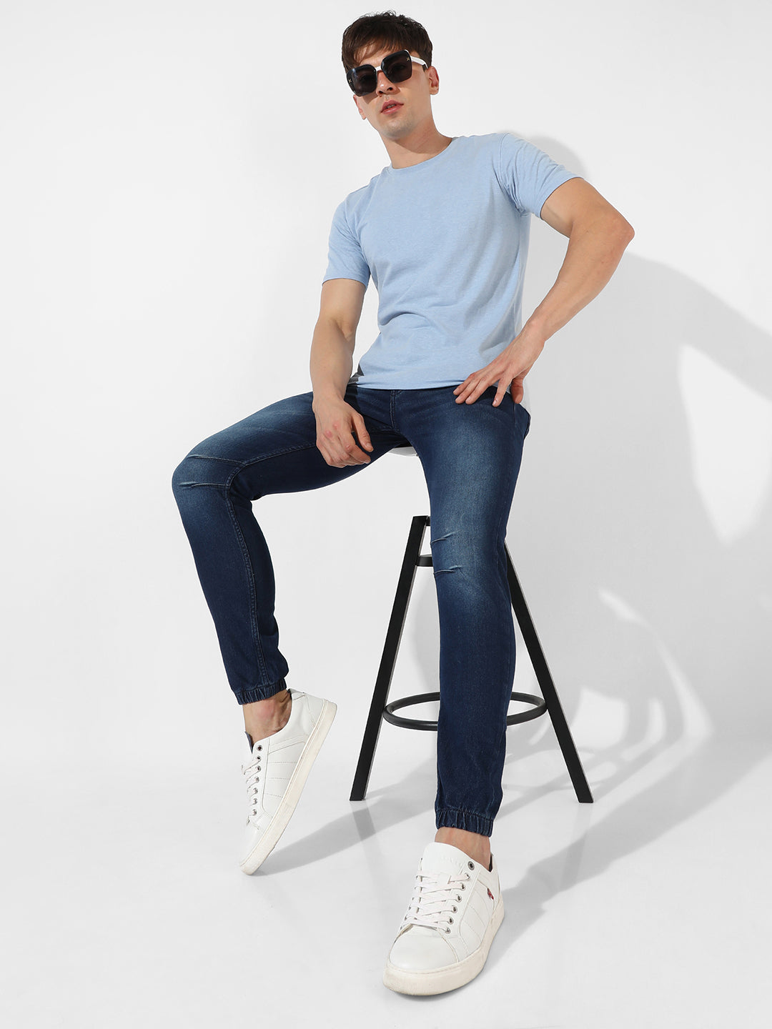 Cinched Hem Denim Jeans