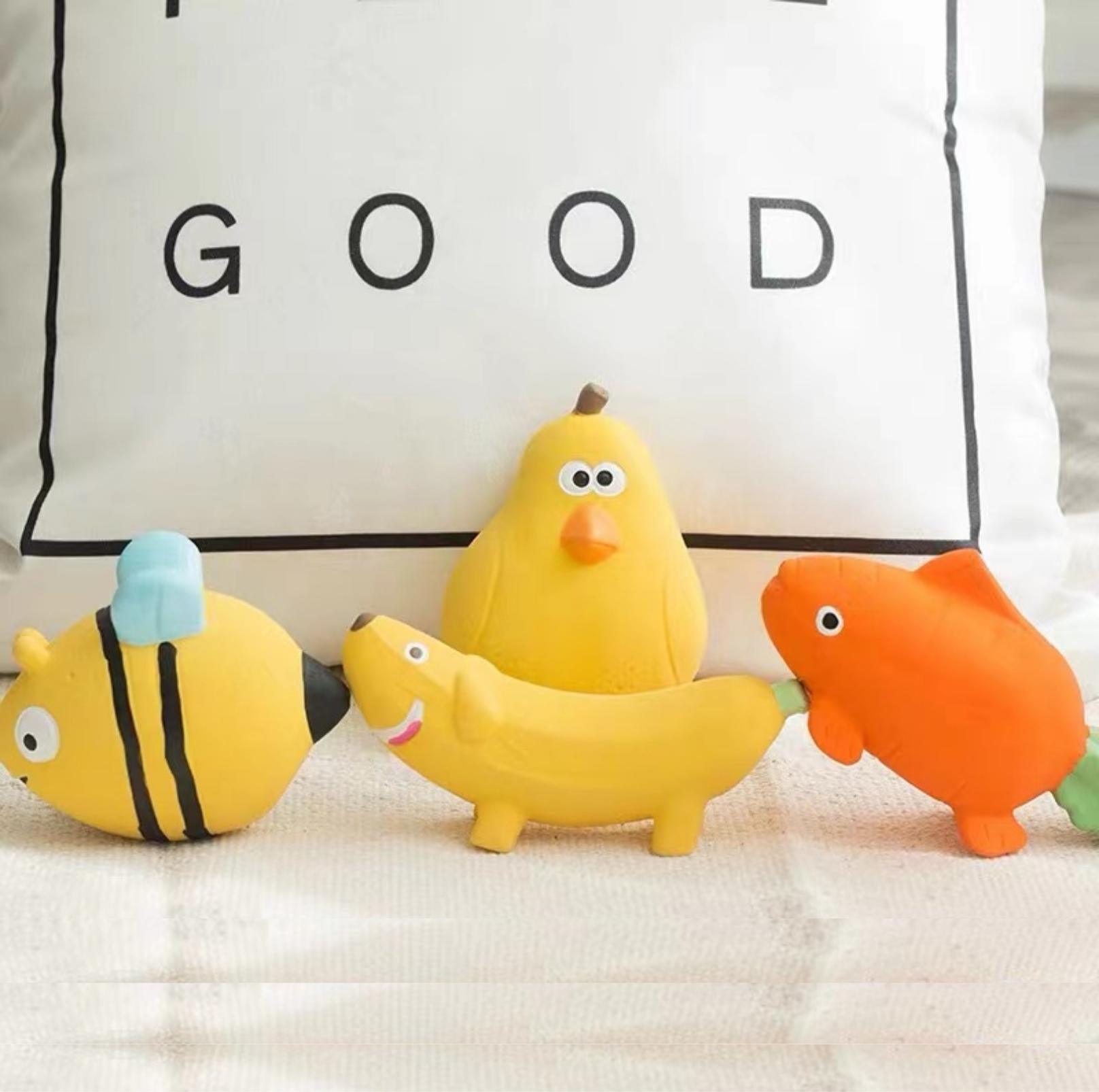 Q-Monster Latex Dog Toy Chewing and Sounding- Cute Fruity Animal Series
