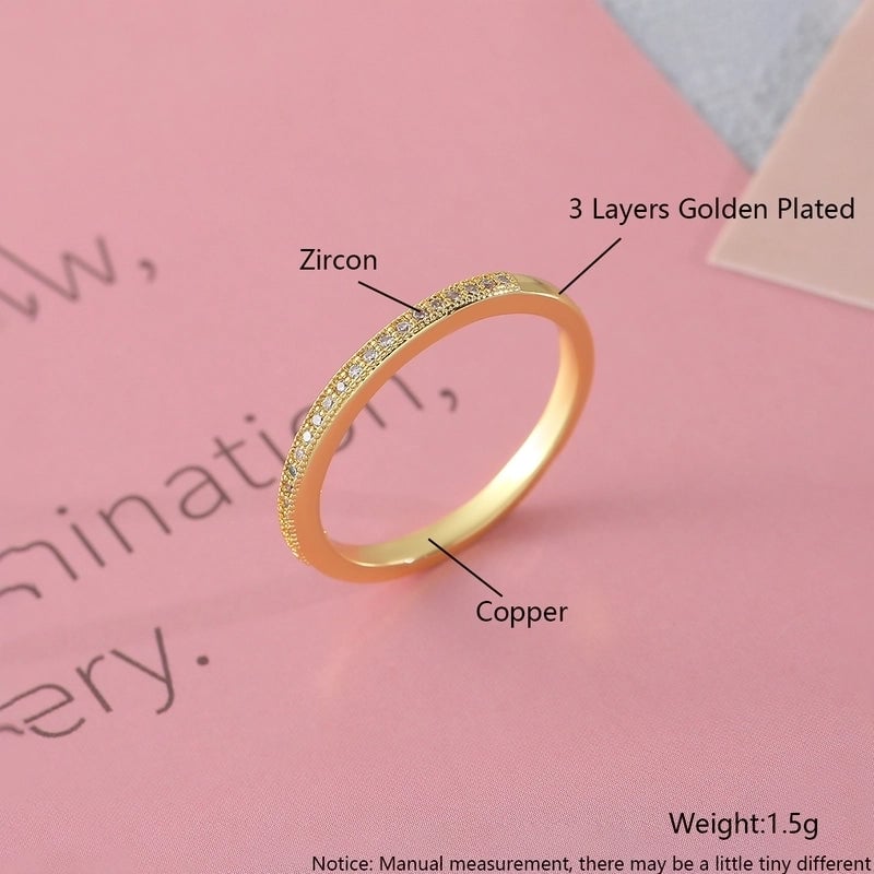 Copper 18K Gold Plated Gold Plated Plating Inlay Water Droplets Heart Shape Zircon Open Rings Rings