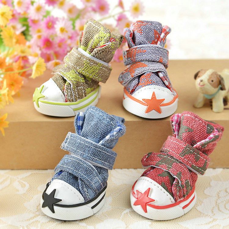 Star Printed Dog Canvas Shoes