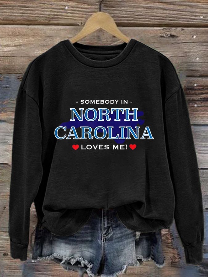 Women's  North Carolina Print Round Neck Sweatshirt