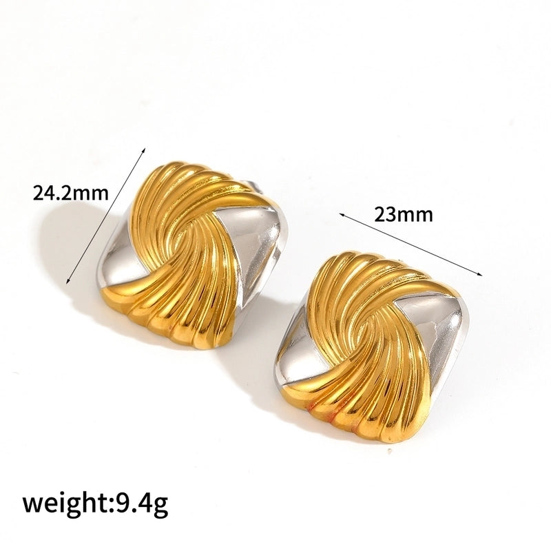Fashion Popular Gold And Silver Color Matching Two-Color Geometric Stainless Steel Ornament Non-Fading Ornament Combination