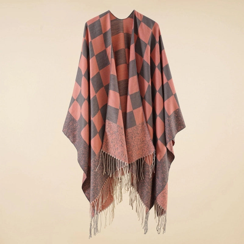 Women's Casual Lattice Polyester Tassel Shawl