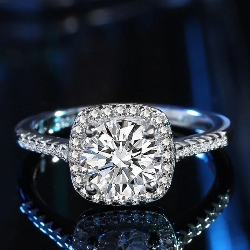 Fashion Round Copper Inlay Artificial Diamond Rings 1 Piece