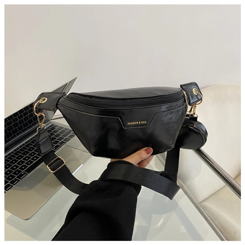 Women's Fashion Solid Color Pu Leather Waist Bags