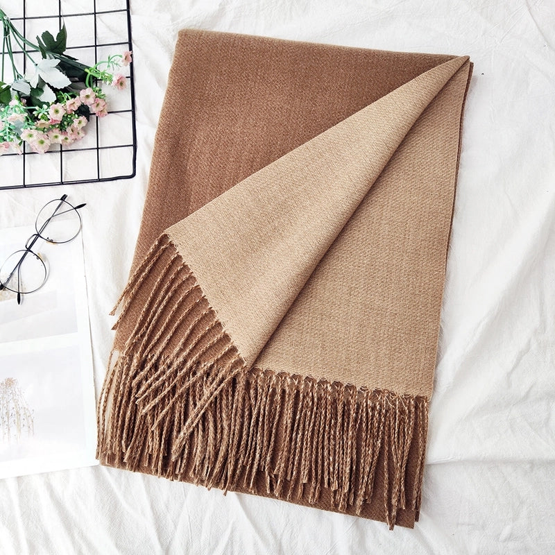 Unisex Sweet Minimalist Solid Color Imitation Cashmere Polyester Scarf